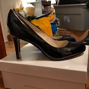 Black patent leather heels